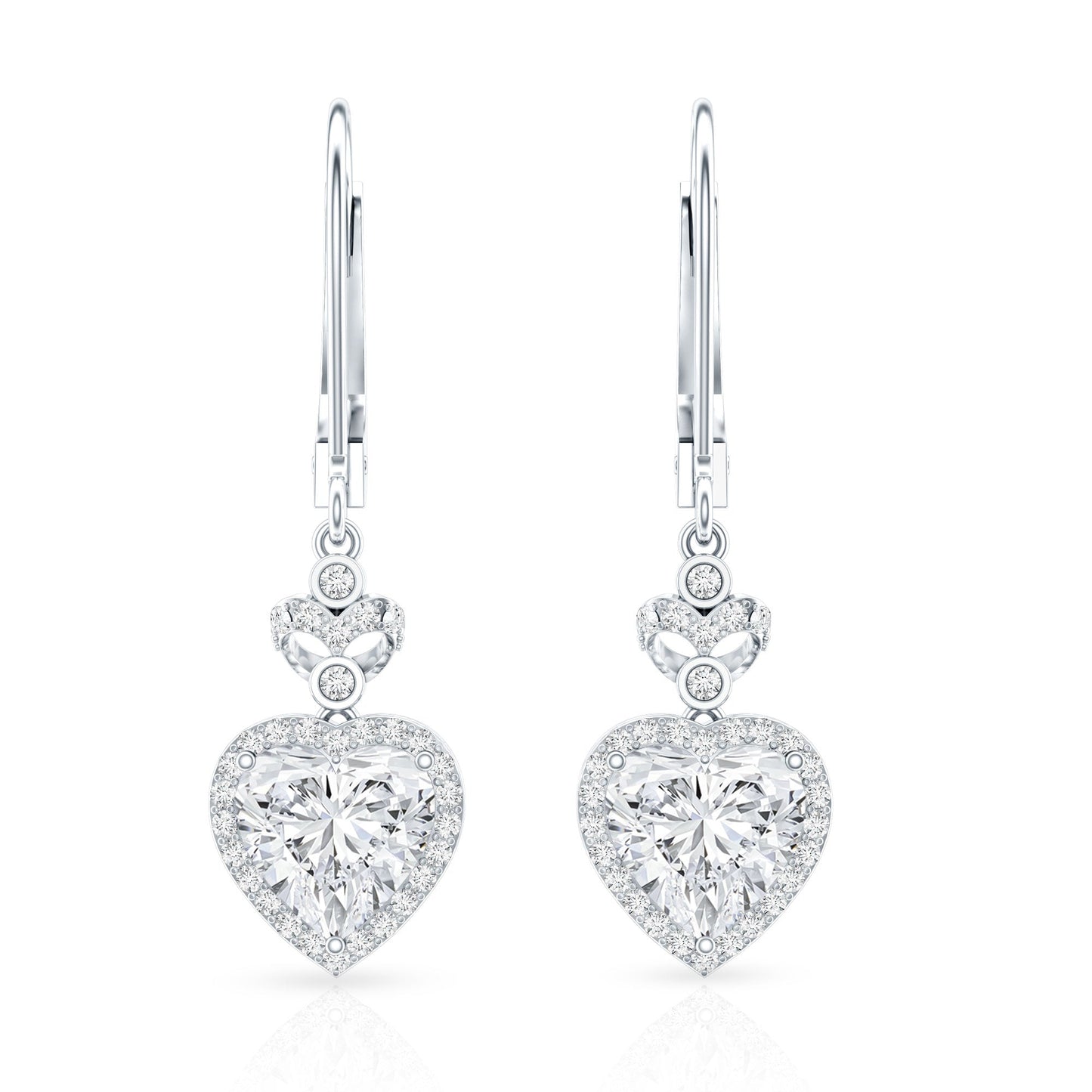 Certified 2.5 Carat Lab Grown Diamond Heart Drop Earrings