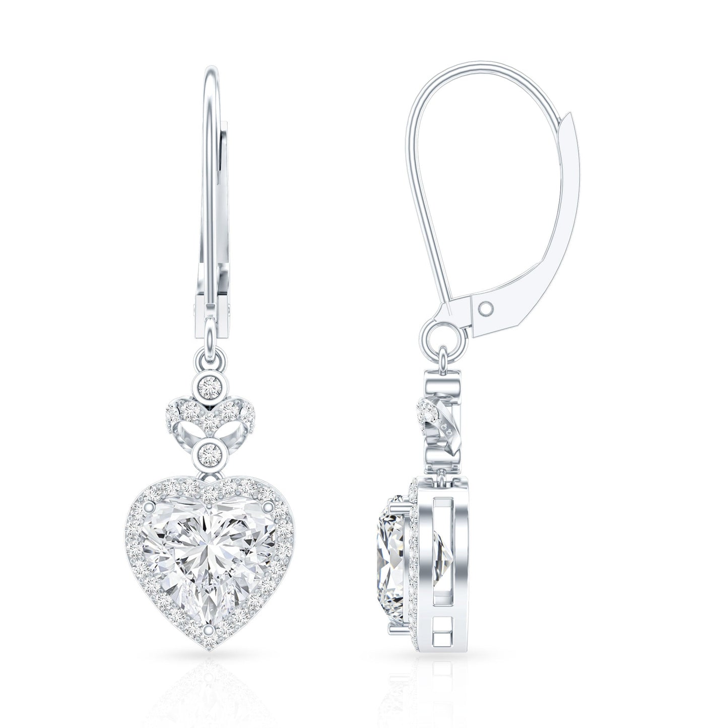 Certified 2.5 Carat Lab Grown Diamond Heart Drop Earrings