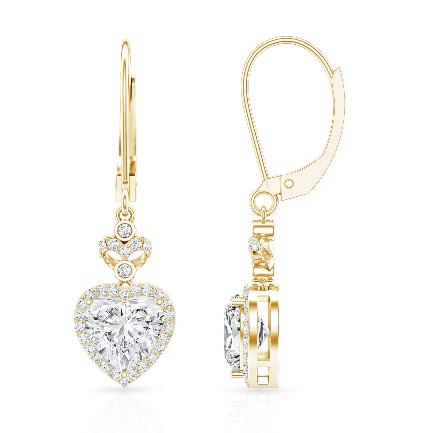 Certified 2.5 Carat Lab Grown Diamond Heart Drop Earrings