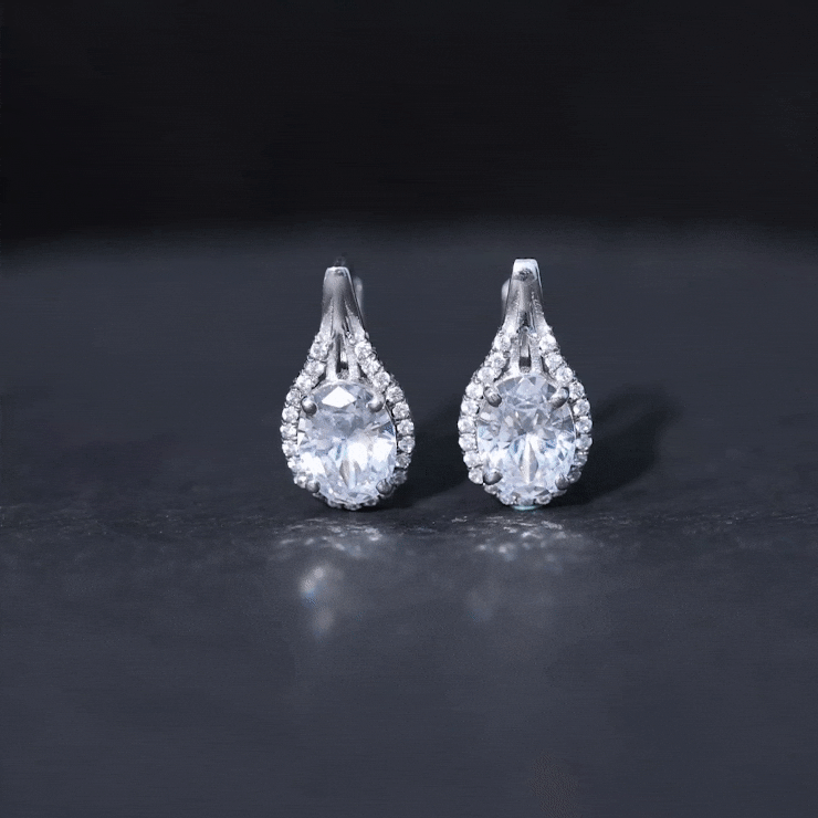 Certified 2.5 Carat Lab Grown Diamond Halo Designer Earrings