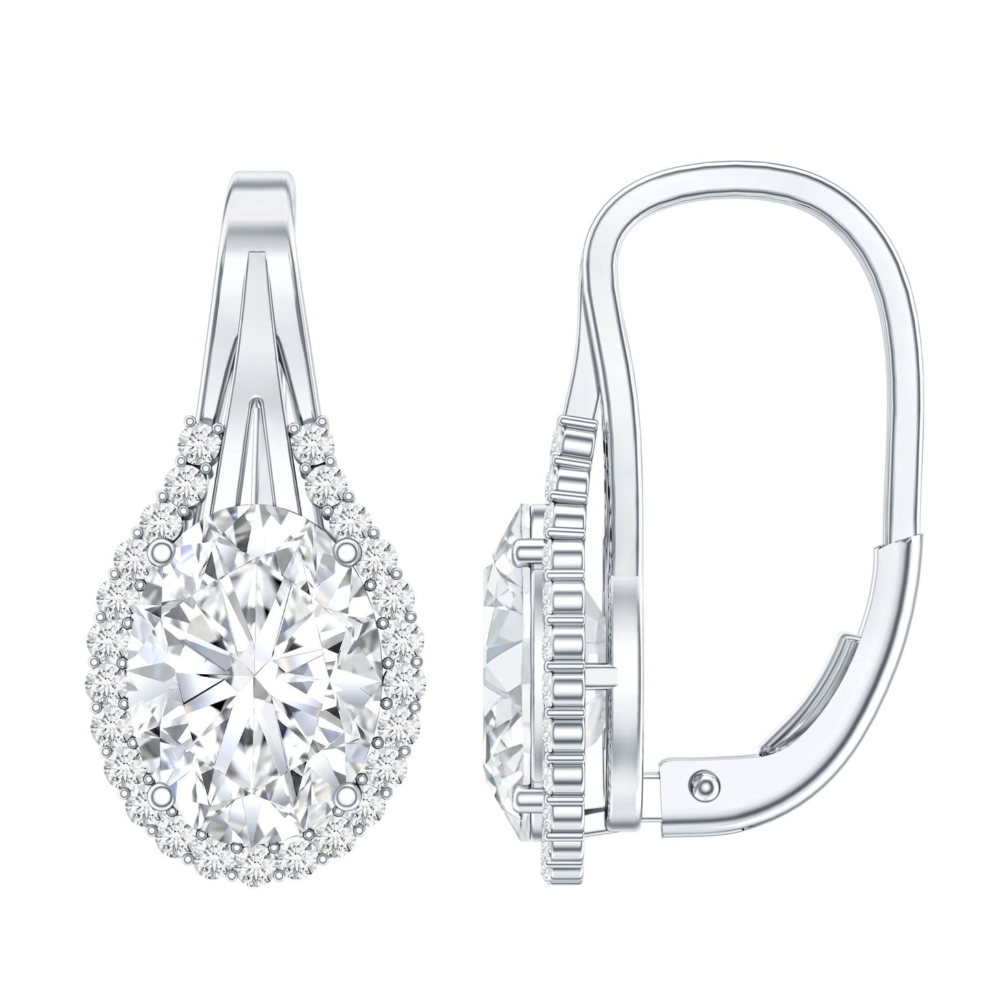 Certified 2.5 Carat Lab Grown Diamond Halo Designer Earrings