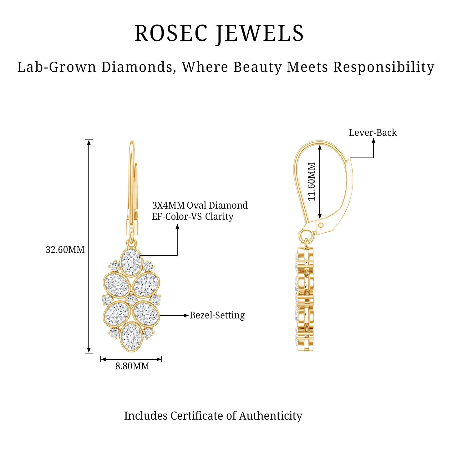 Certified Lab Grown Diamond Designer Drop Earrings