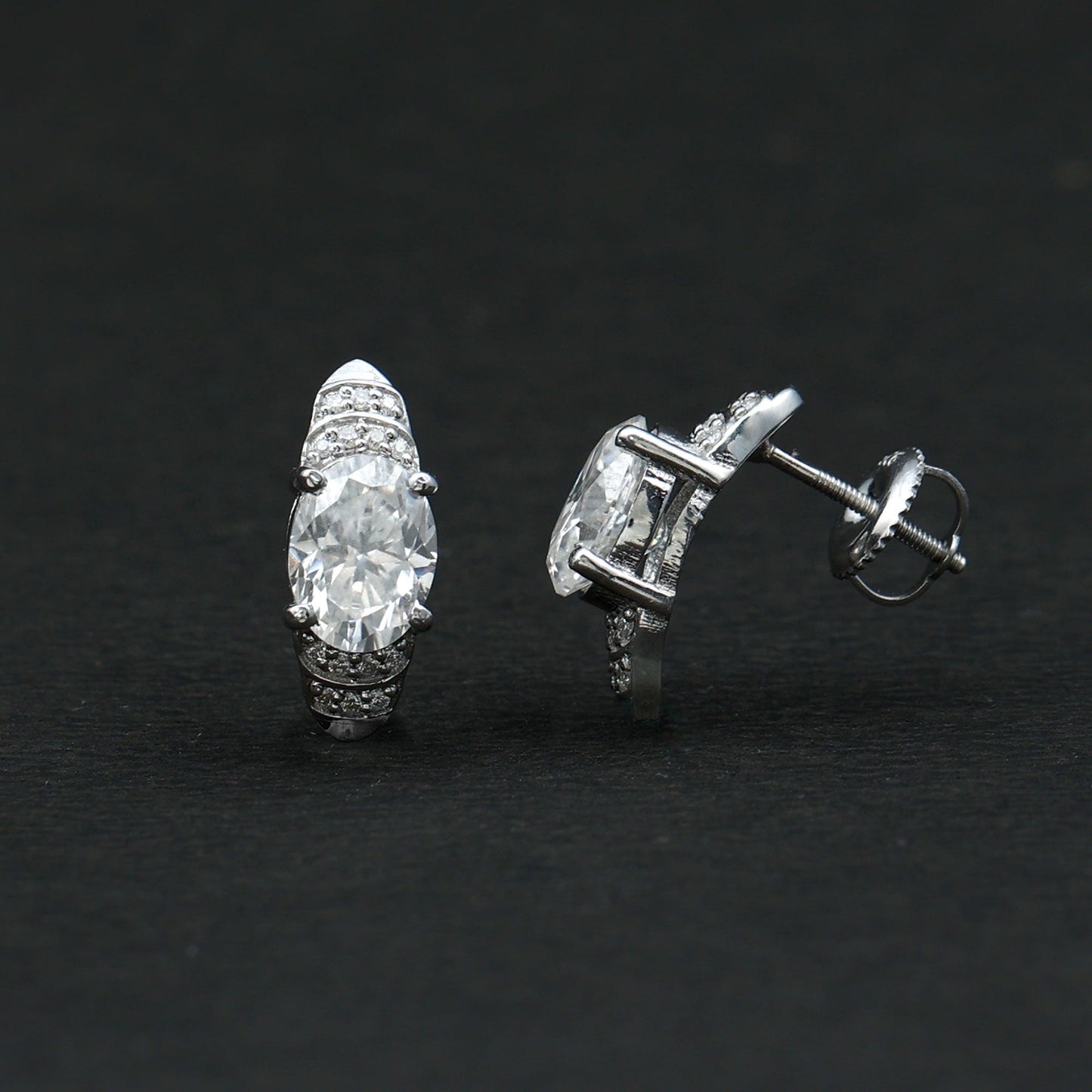 2.5 Carat Oval Lab Grown Diamond Vintage Style Stud Earrings