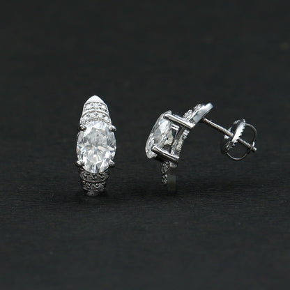 2.5 Carat Oval Lab Grown Diamond Vintage Style Stud Earrings