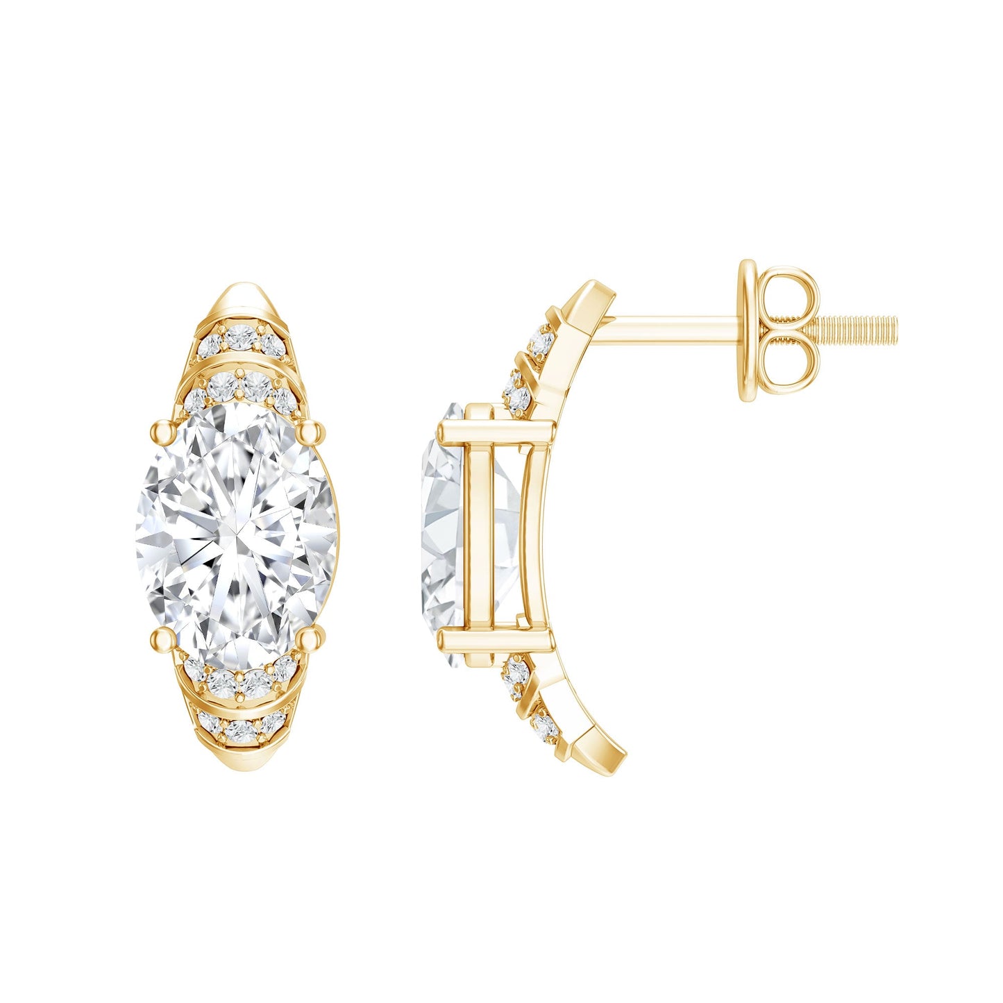 2.5 Carat Oval Lab Grown Diamond Vintage Style Stud Earrings