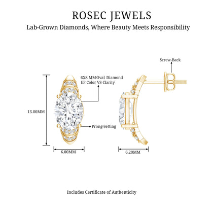 2.5 Carat Oval Lab Grown Diamond Vintage Style Stud Earrings