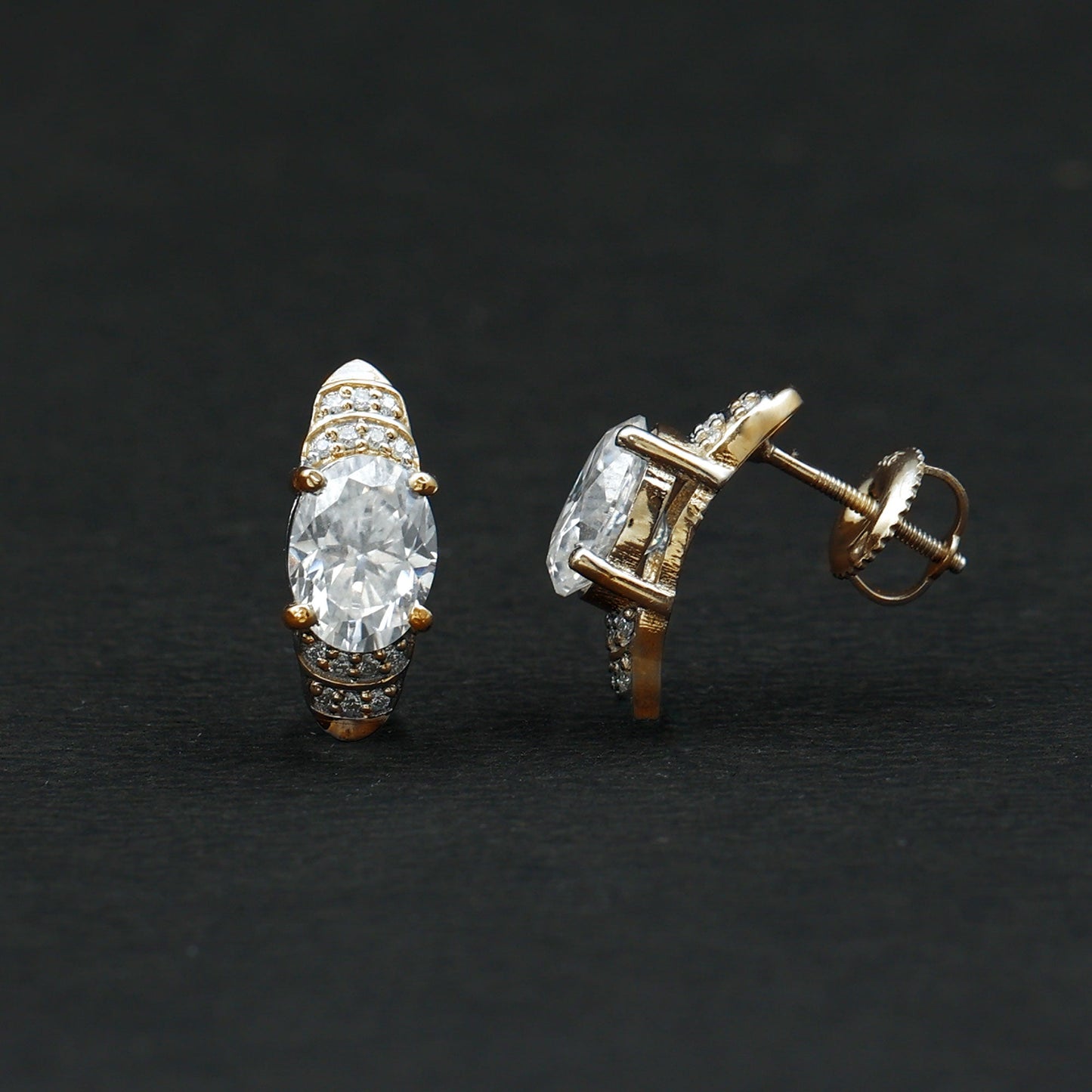 2.5 Carat Oval Lab Grown Diamond Vintage Style Stud Earrings