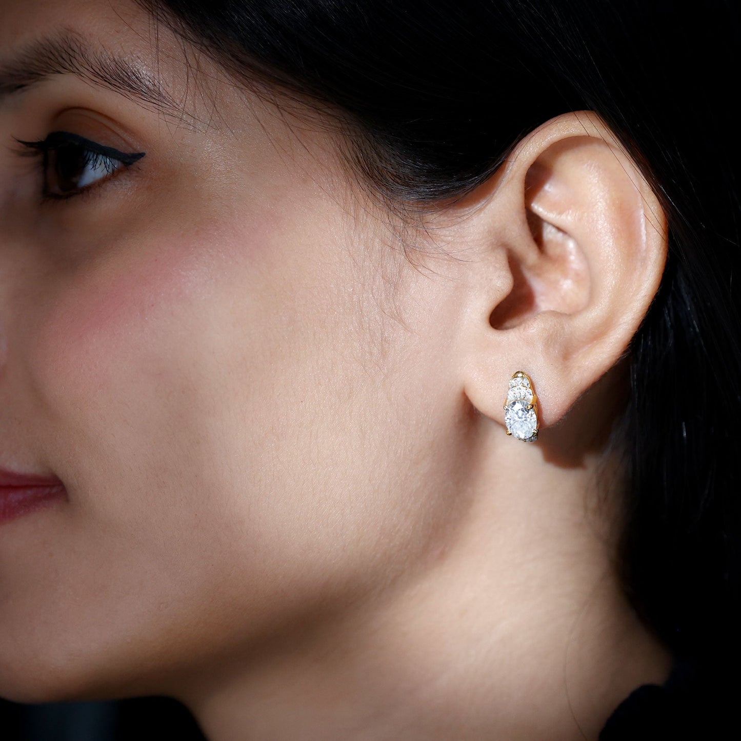 2.5 Carat Oval Lab Grown Diamond Vintage Style Stud Earrings