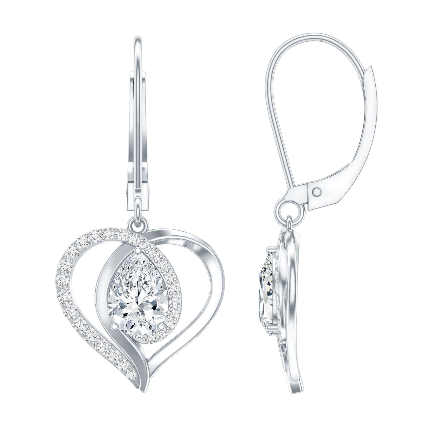 Certified 1.3 Carat Pear Lab Grown Diamond Heart Drop Earrings