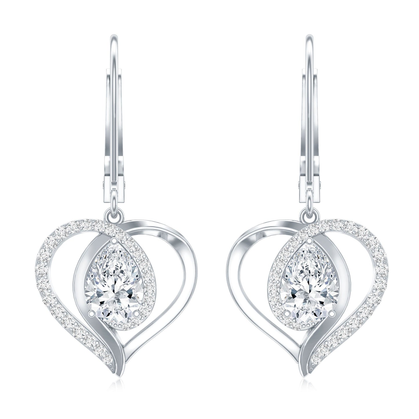 Certified 1.3 Carat Pear Lab Grown Diamond Heart Drop Earrings