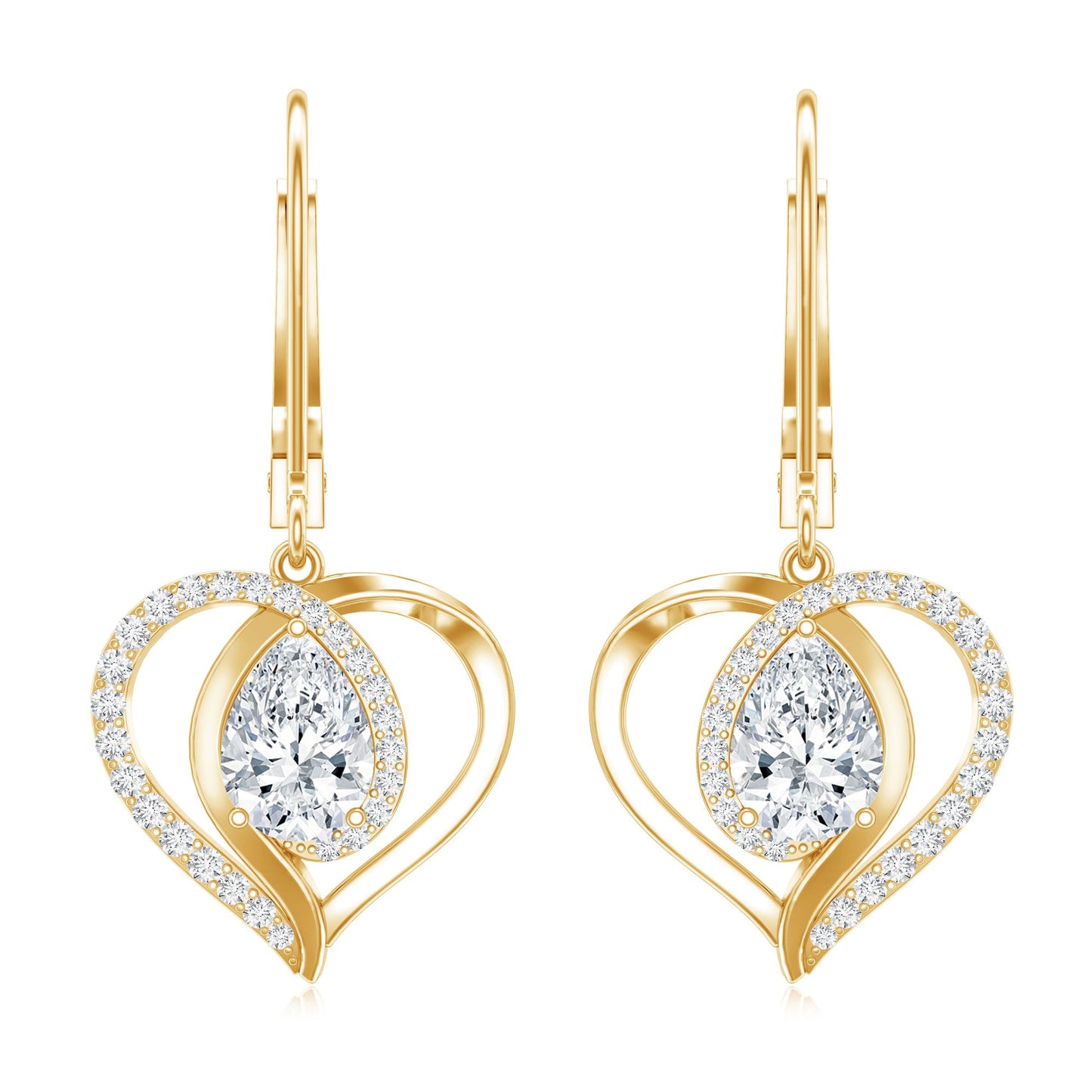 Certified 1.3 Carat Pear Lab Grown Diamond Heart Drop Earrings
