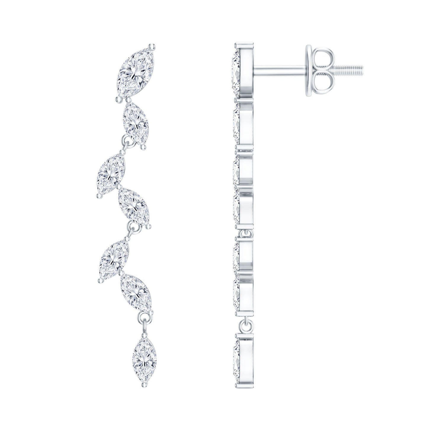 Marquise Lab Grown Diamond Bridal Dangle Earrings