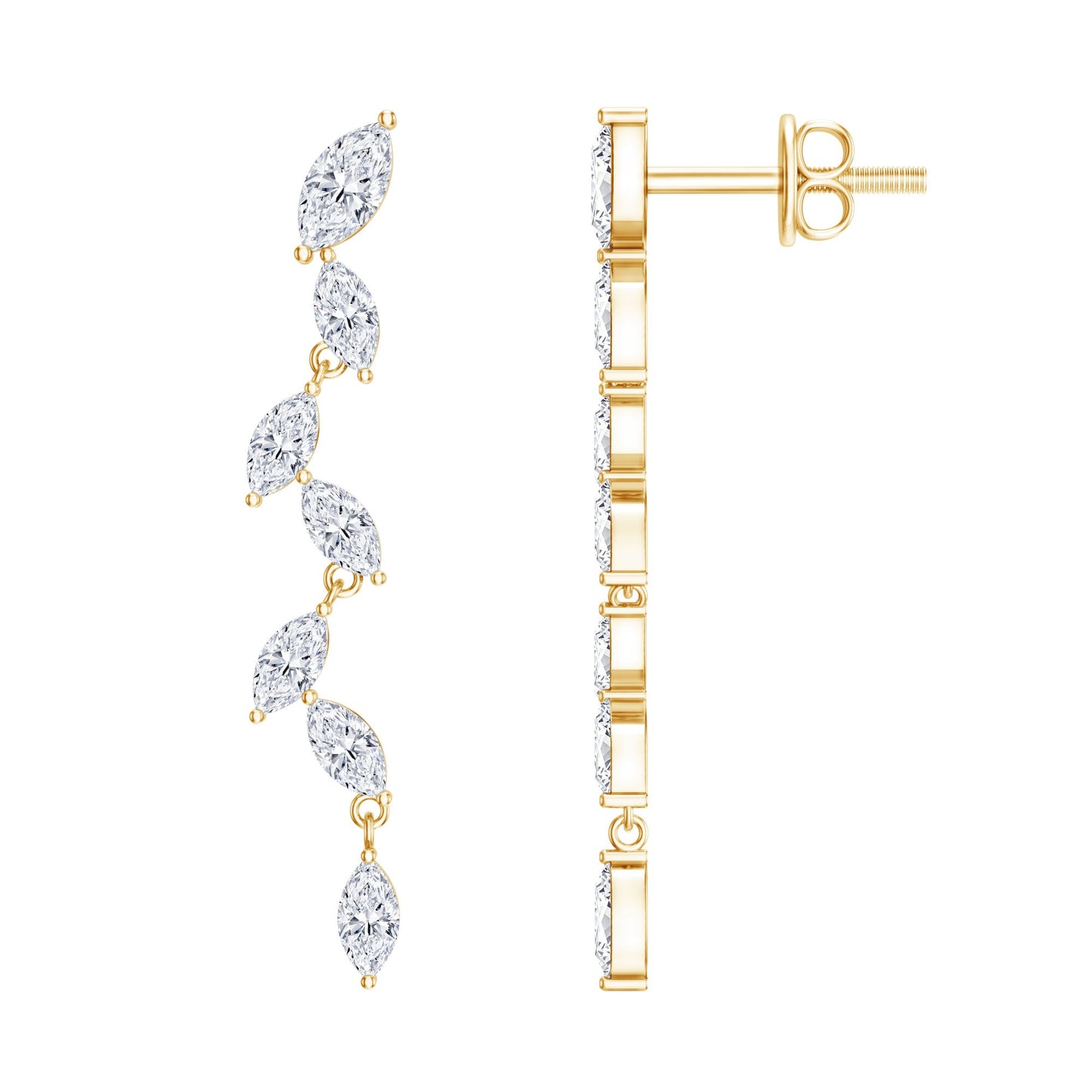 Marquise Lab Grown Diamond Bridal Dangle Earrings