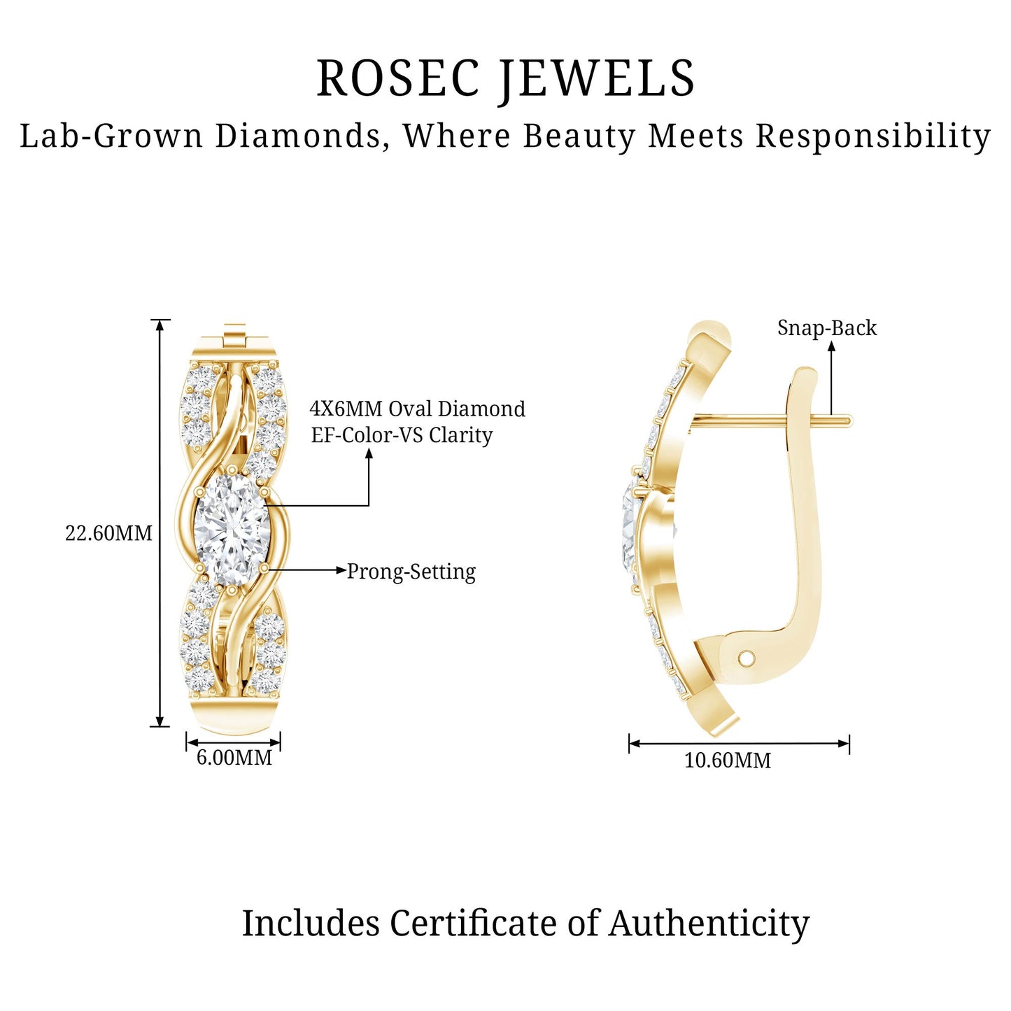 0.8 Carat Certified Lab Oval Diamond Infinity Earrings
