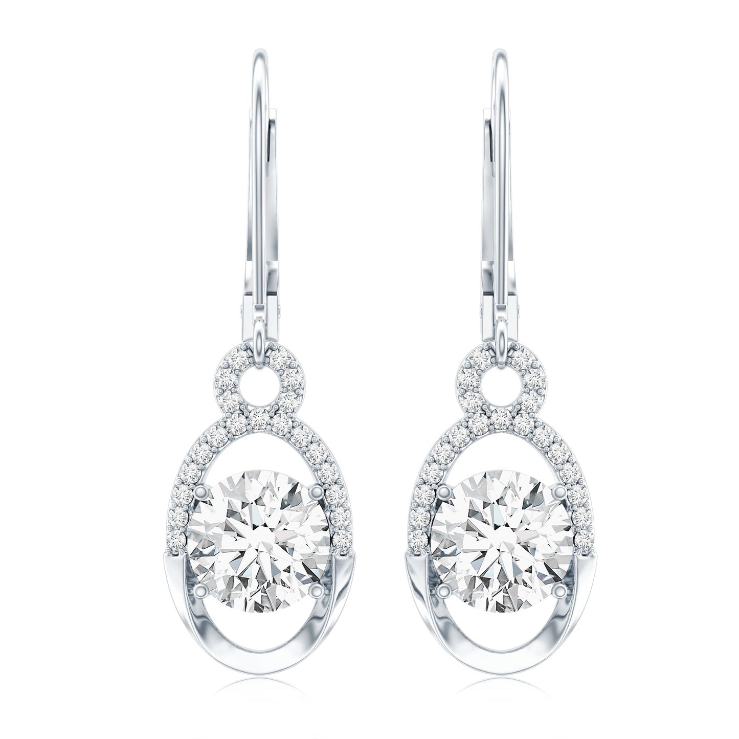 Certified 2.5 Carat Round Lab Grown Diamond Drop Hoop Earrings
