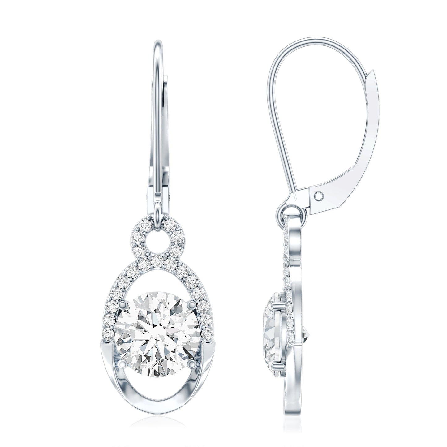 Certified 2.5 Carat Round Lab Grown Diamond Drop Hoop Earrings