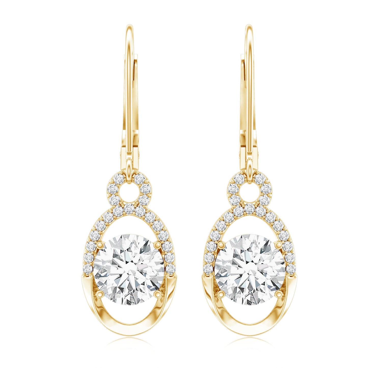 Certified 2.5 Carat Round Lab Grown Diamond Drop Hoop Earrings