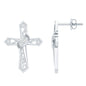 Certified Lab Grown Diamond Cross Art Deco Stud Earrings