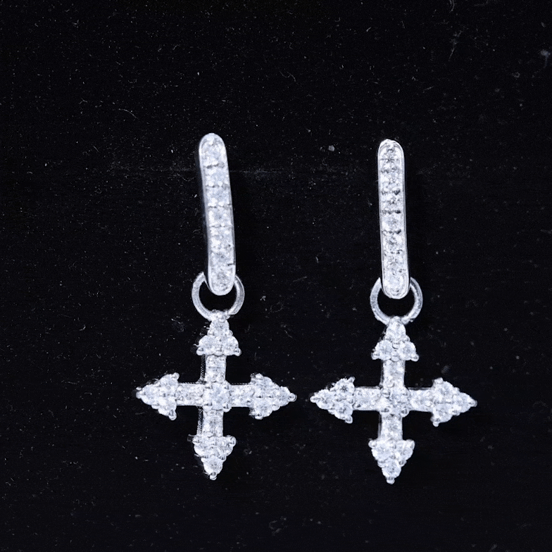 Certified Lab Grown Diamond Cross Drop Earrings For Her