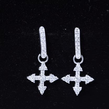 Certified Lab Grown Diamond Cross Drop Earrings For Her