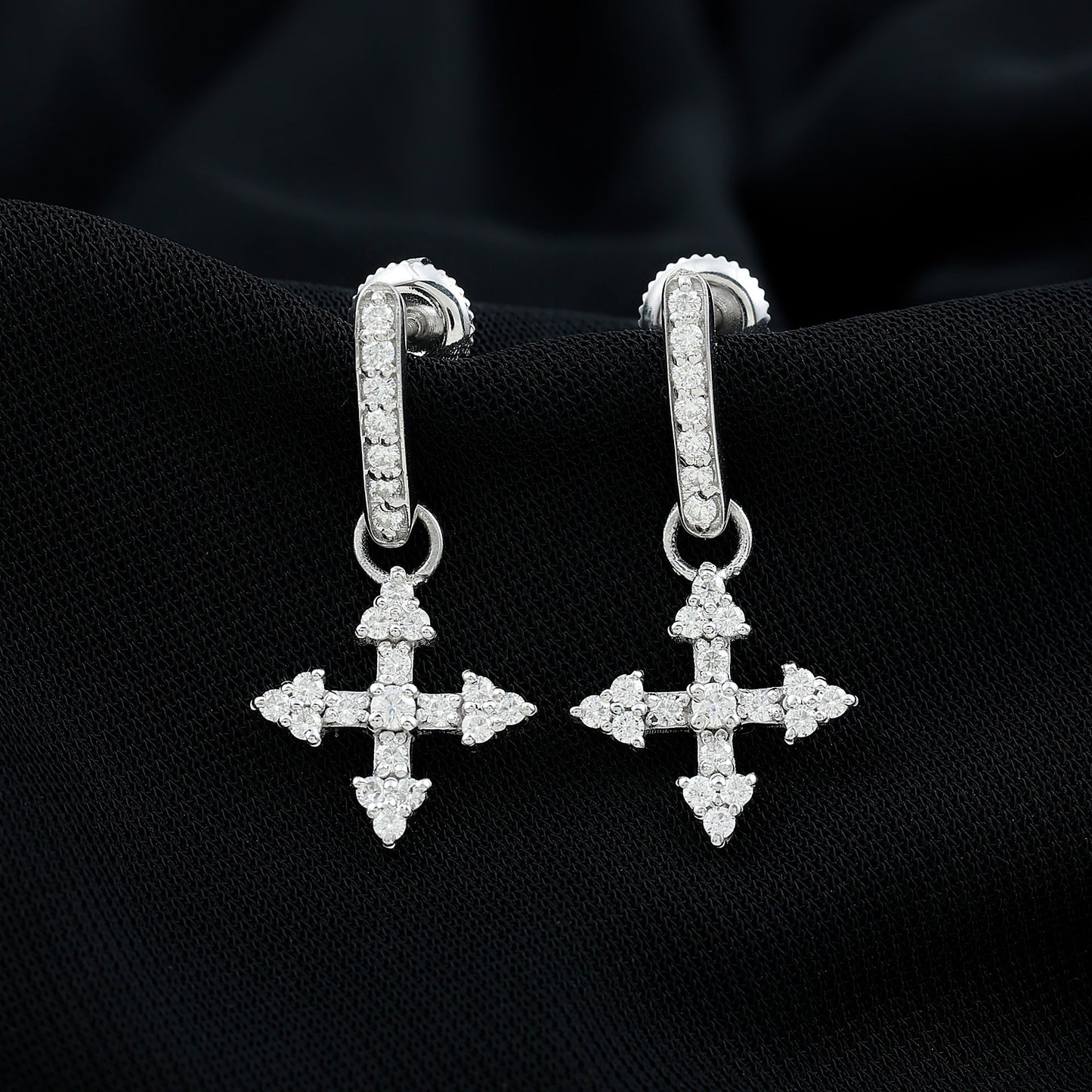 Certified Lab Grown Diamond Cross Drop Earrings For Her