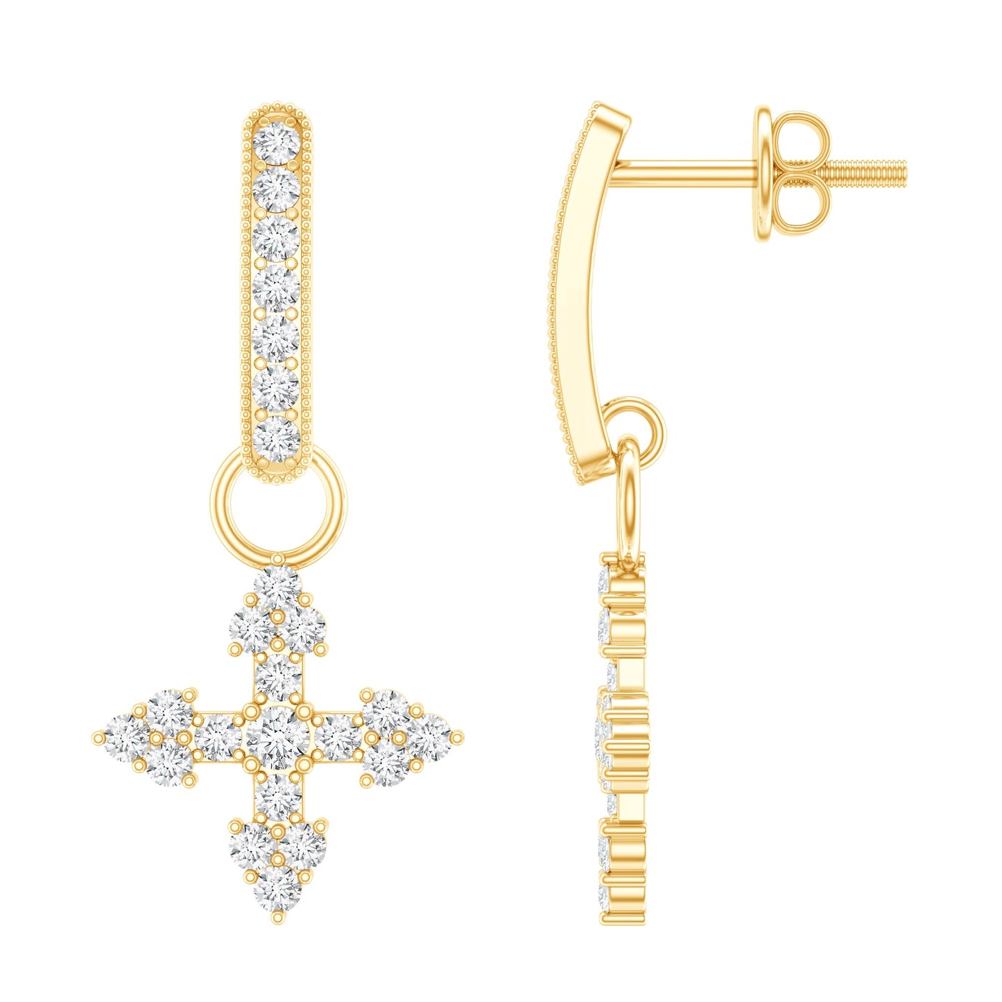 Certified Lab Grown Diamond Cross Drop Earrings For Her