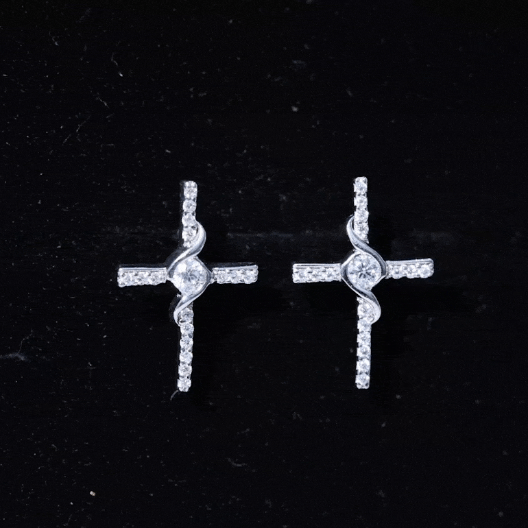 Certified Lab Grown Diamond Religious Cross Earrings