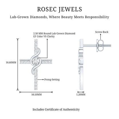 Certified Lab Grown Diamond Religious Cross Earrings