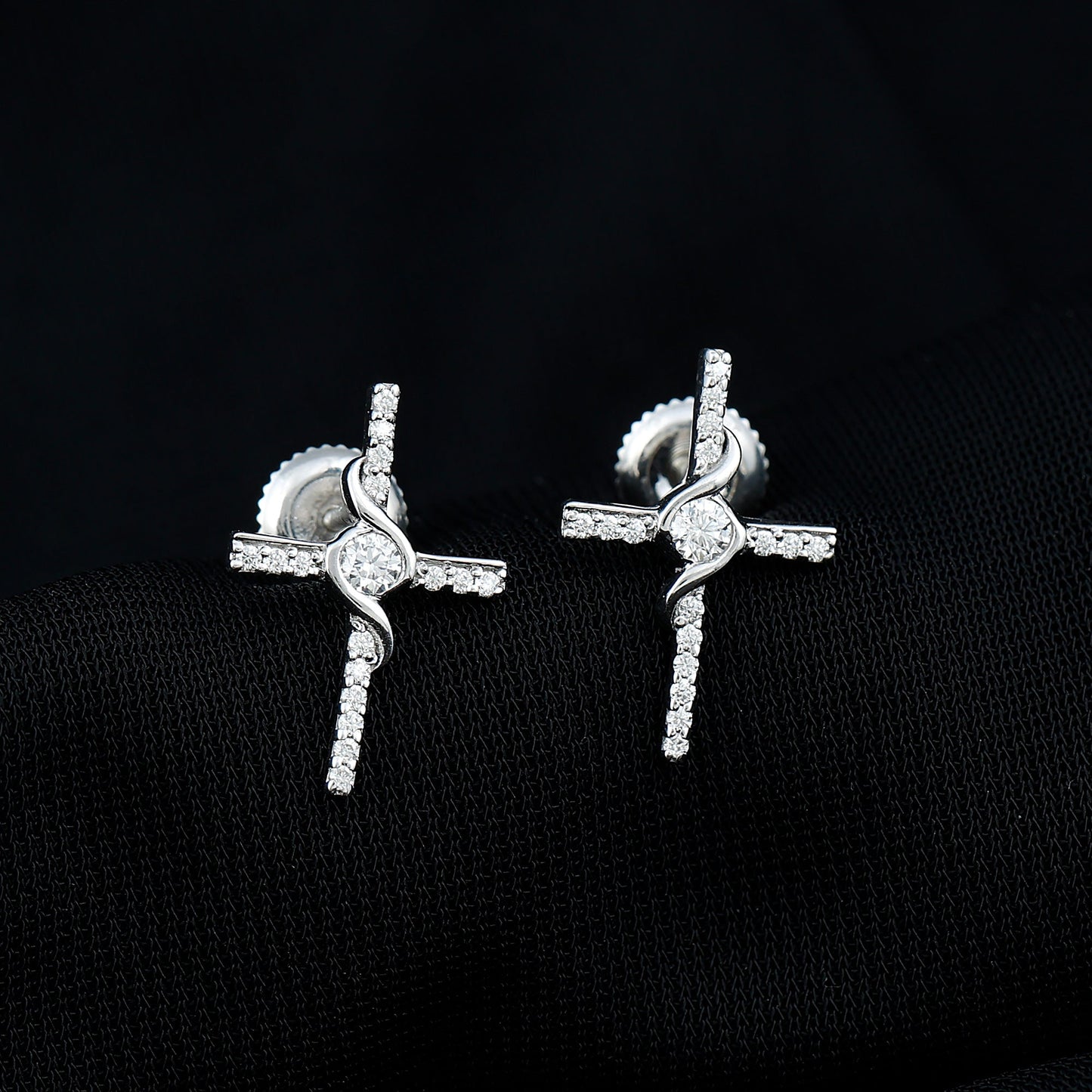 Certified Lab Grown Diamond Religious Cross Earrings