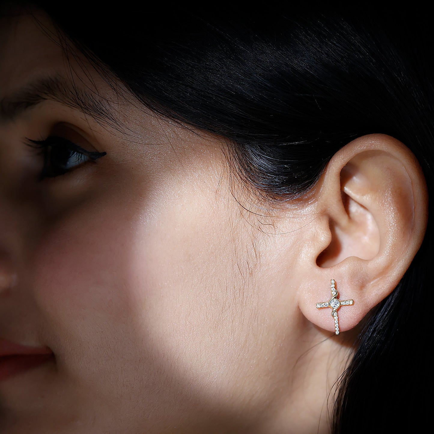 Certified Lab Grown Diamond Religious Cross Earrings