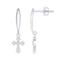 Lab Grown Diamond Cross Drop Earrings With Screw Back