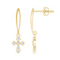 Lab Grown Diamond Cross Drop Earrings With Screw Back