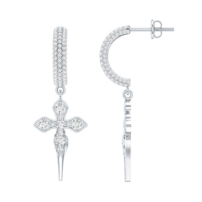 Lab Grown Diamond Designer Cross Earrings With Screw Back