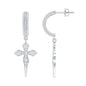 Lab Grown Diamond Designer Cross Earrings With Screw Back