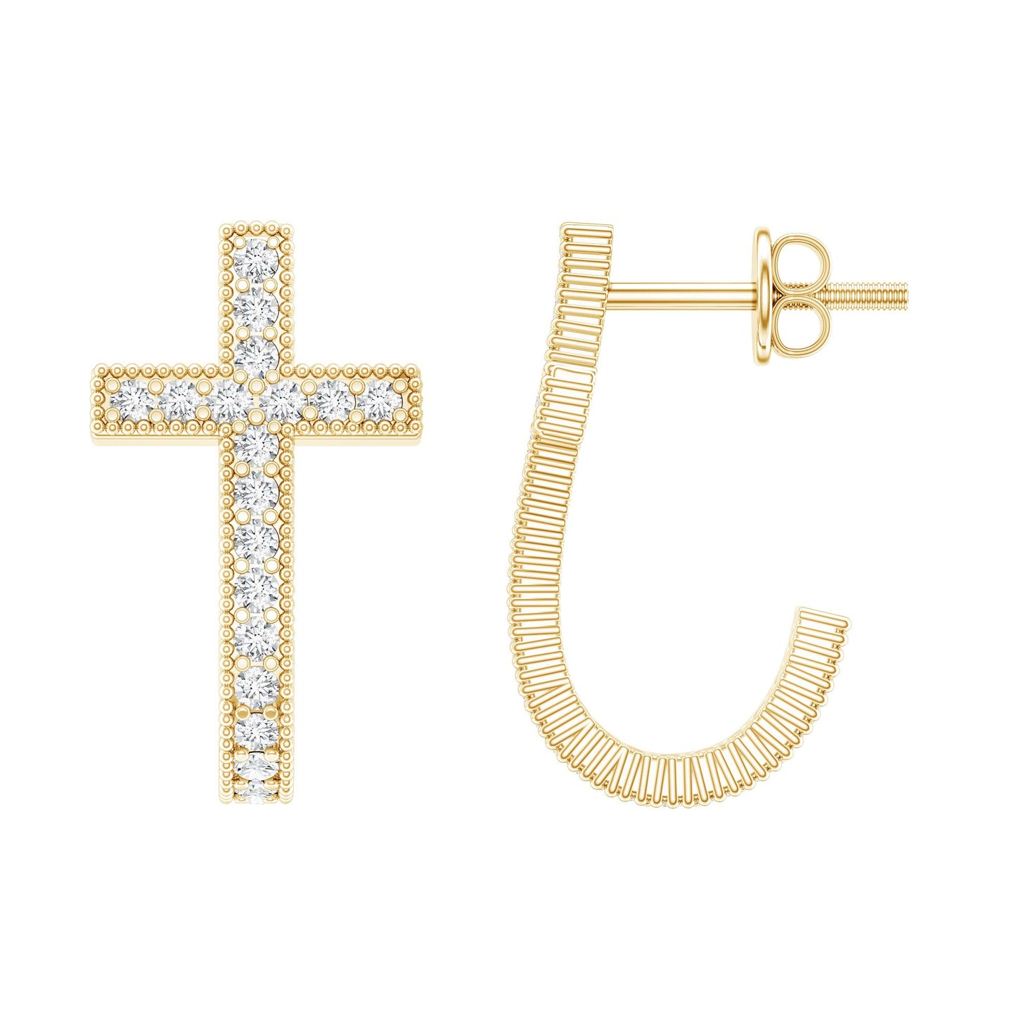 Lab Grown Diamond Religious Cross Earrings with Screw back