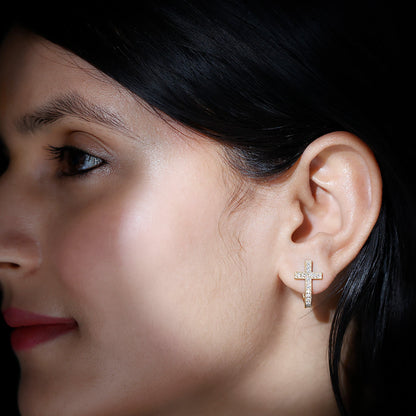 Lab Grown Diamond Religious Cross Earrings with Screw back