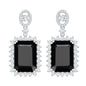 18 Carat Emerald Cut Lab Grown Black Diamond Statement Earrings in Silver