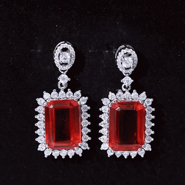 Certified 18 Carat Lab Grown Orange Sapphire Statement Earrings in Silver