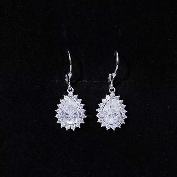 Certified 4 Carat Moissanite Drop Dangle Earrings In Silver