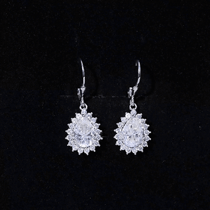 Certified 4 Carat Moissanite Drop Dangle Earrings In Silver
