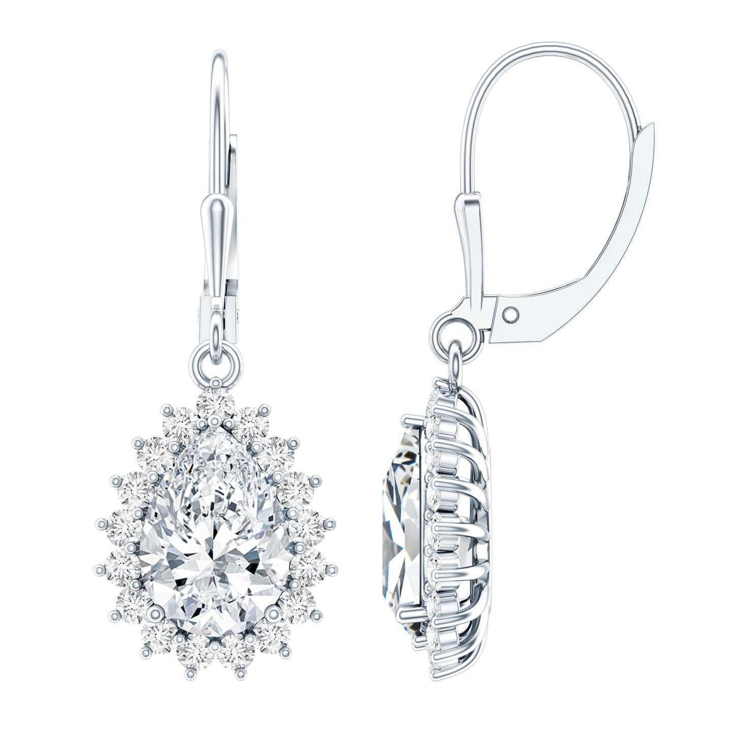 Certified 4 Carat Moissanite Drop Dangle Earrings In Silver