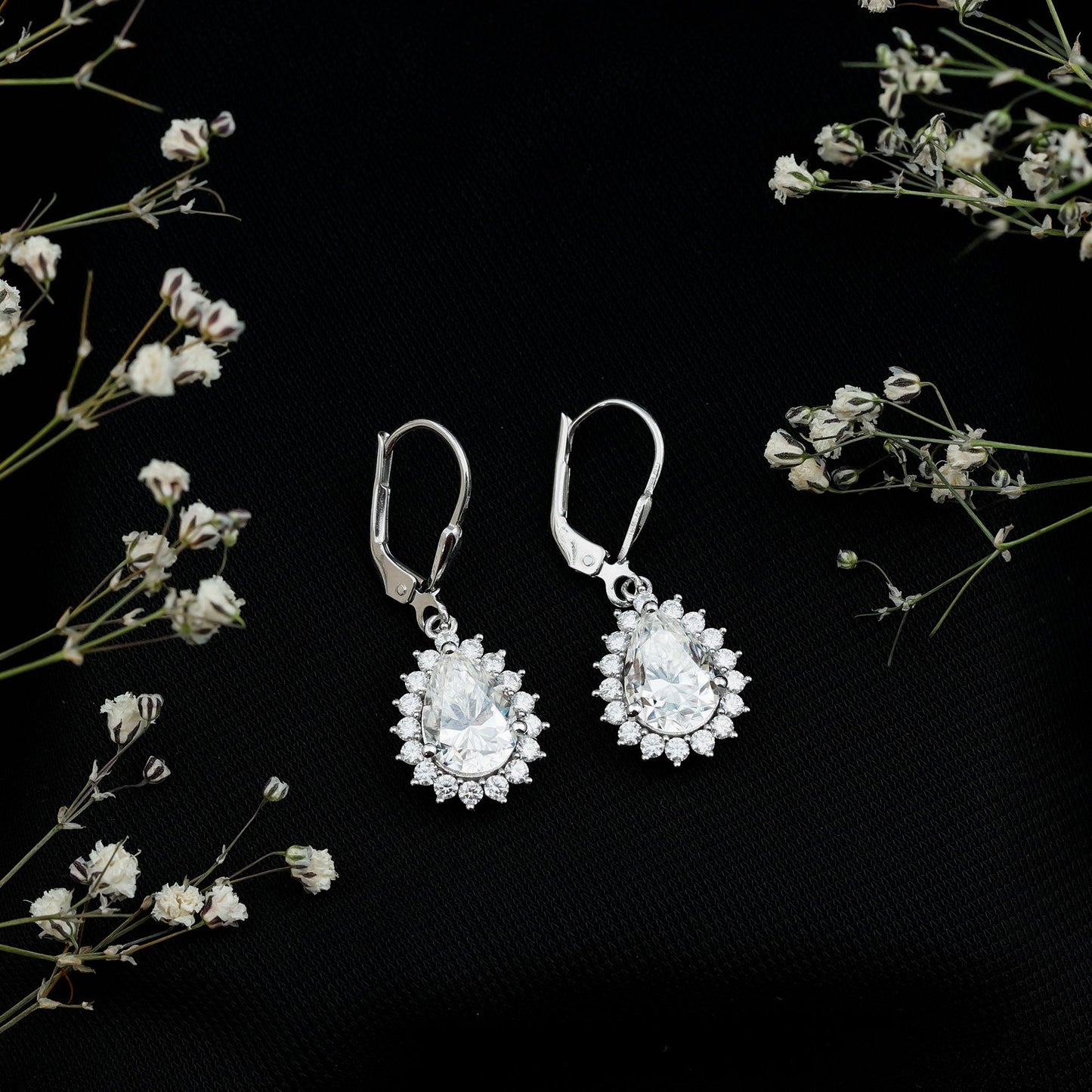 Certified 4 Carat Moissanite Drop Dangle Earrings In Silver