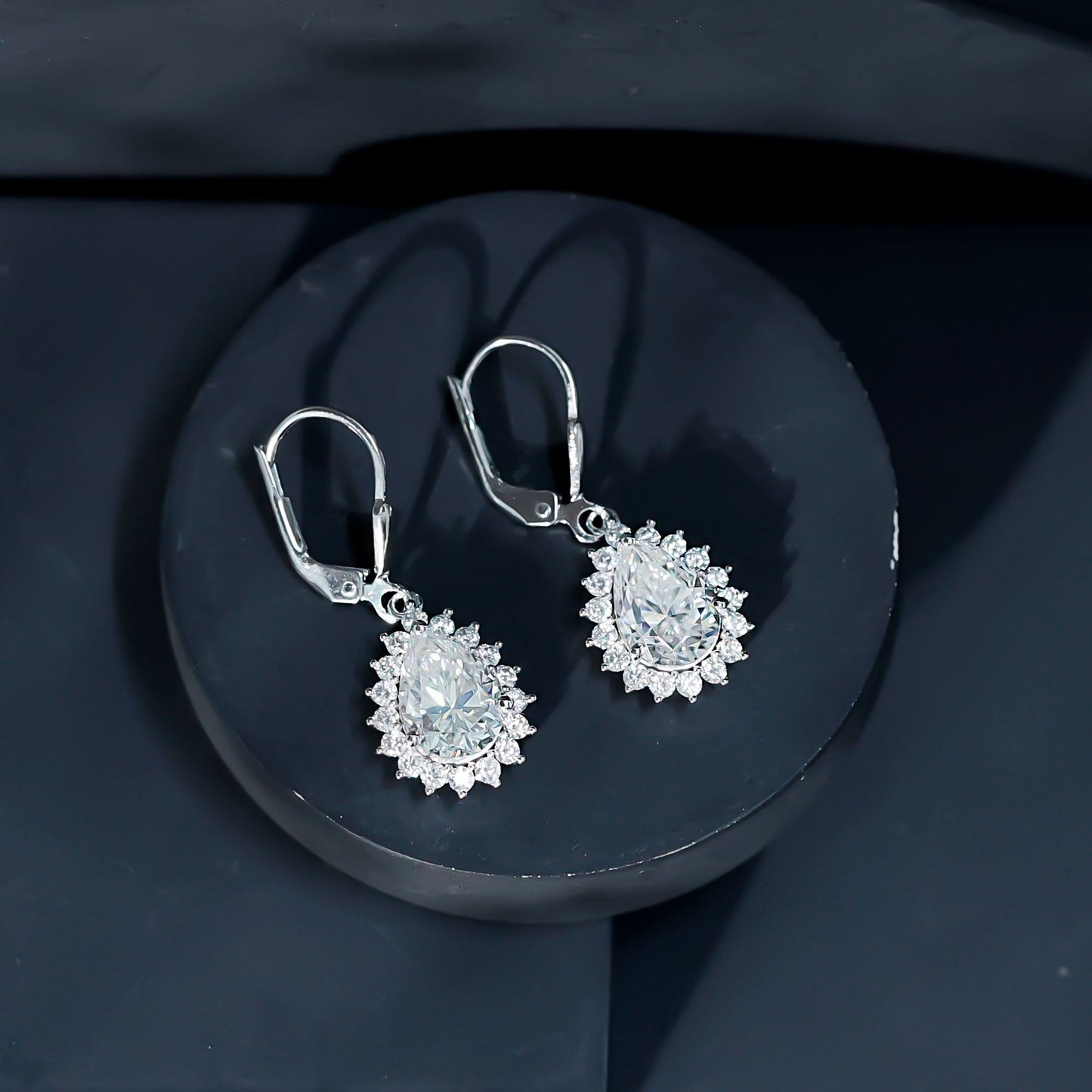 Certified 4 Carat Moissanite Drop Dangle Earrings In Silver
