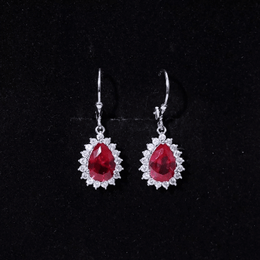 Certified 5.8 Carat Lab Created Ruby Dangle Earrings For Women