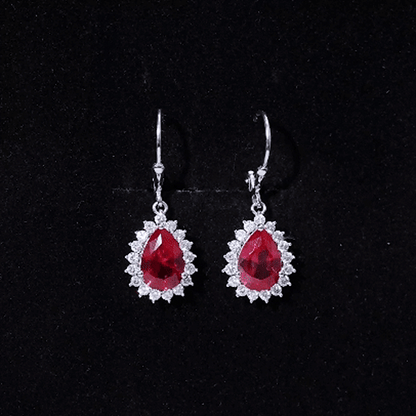 Certified 5.8 Carat Lab Created Ruby Dangle Earrings For Women