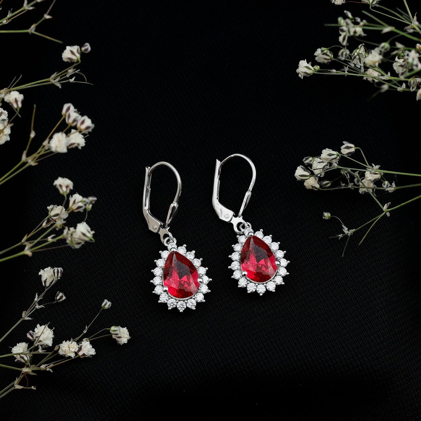 Certified 5.8 Carat Lab Created Ruby Dangle Earrings For Women