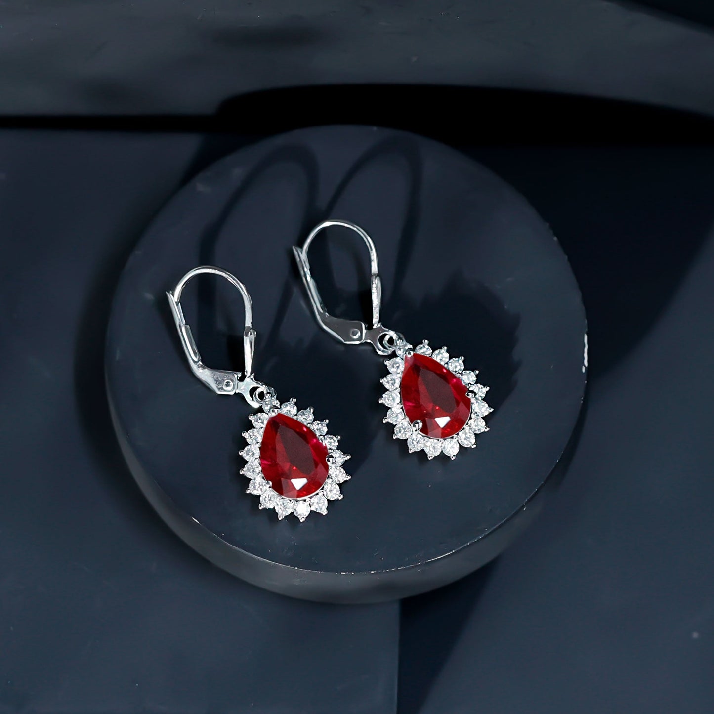 Certified 5.8 Carat Lab Created Ruby Dangle Earrings For Women