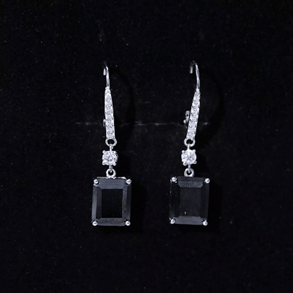 Certified 6 Carat Lab Grown Black Diamond Dangling Earrings