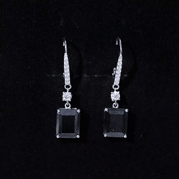 Certified 6 Carat Lab Grown Black Diamond Dangling Earrings