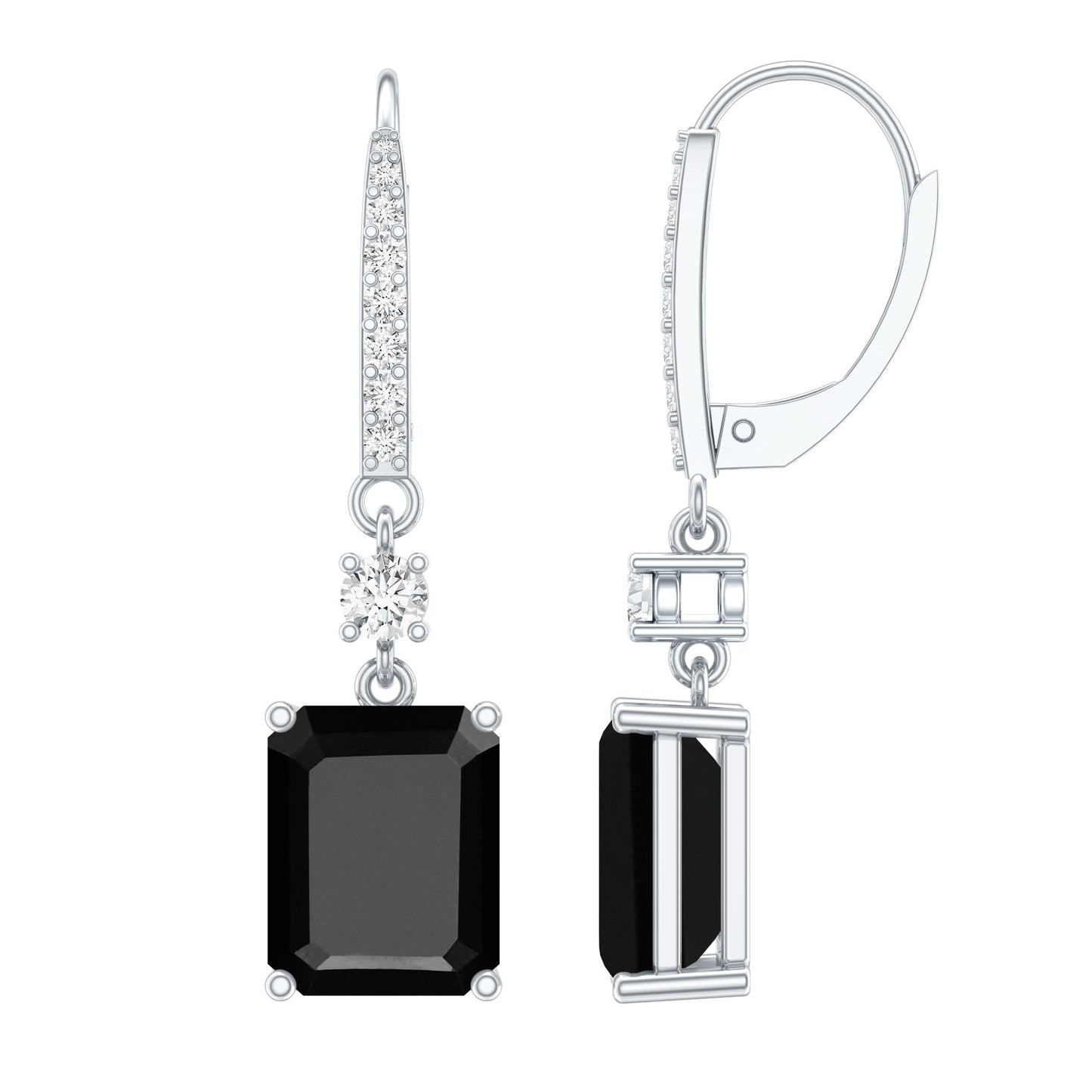 Certified 6 Carat Lab Grown Black Diamond Dangling Earrings